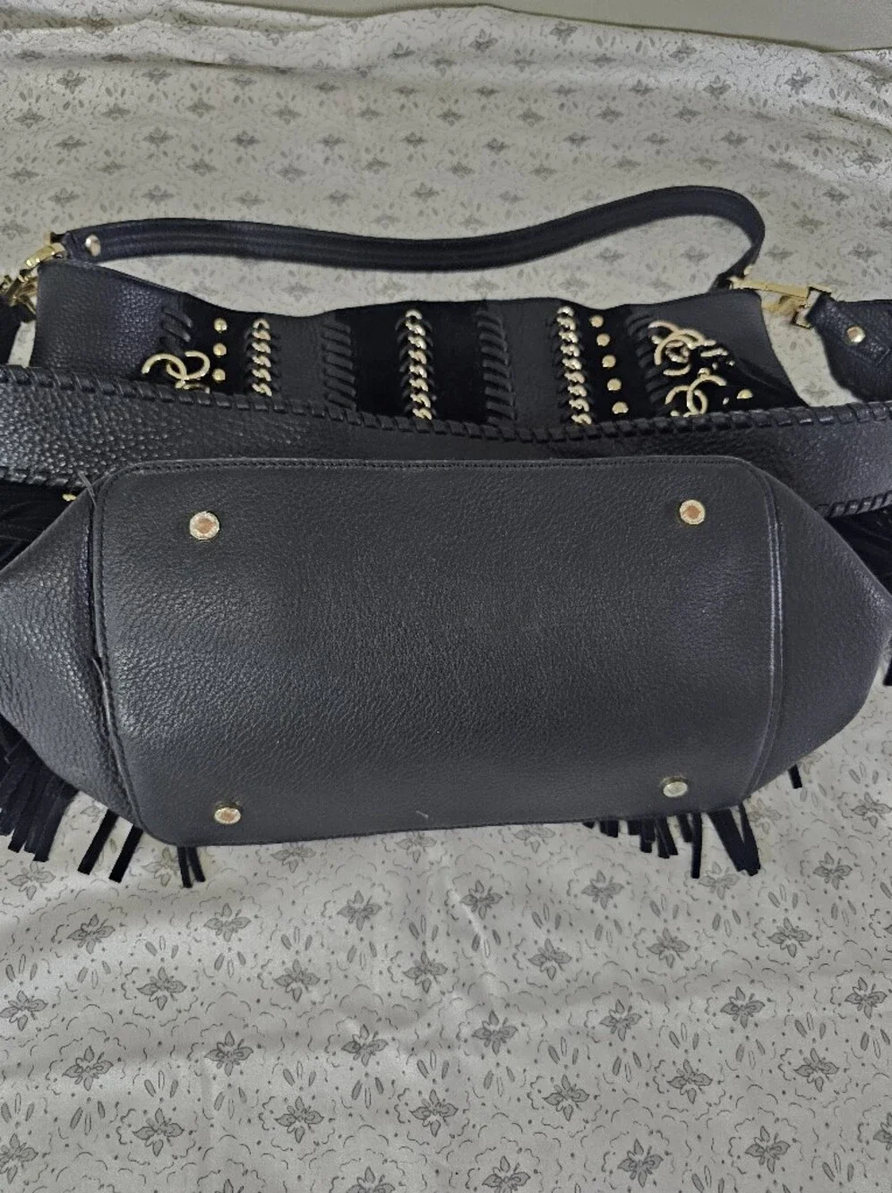 Calvin Klein Lynn Leather & Pebble Suede Hobo
